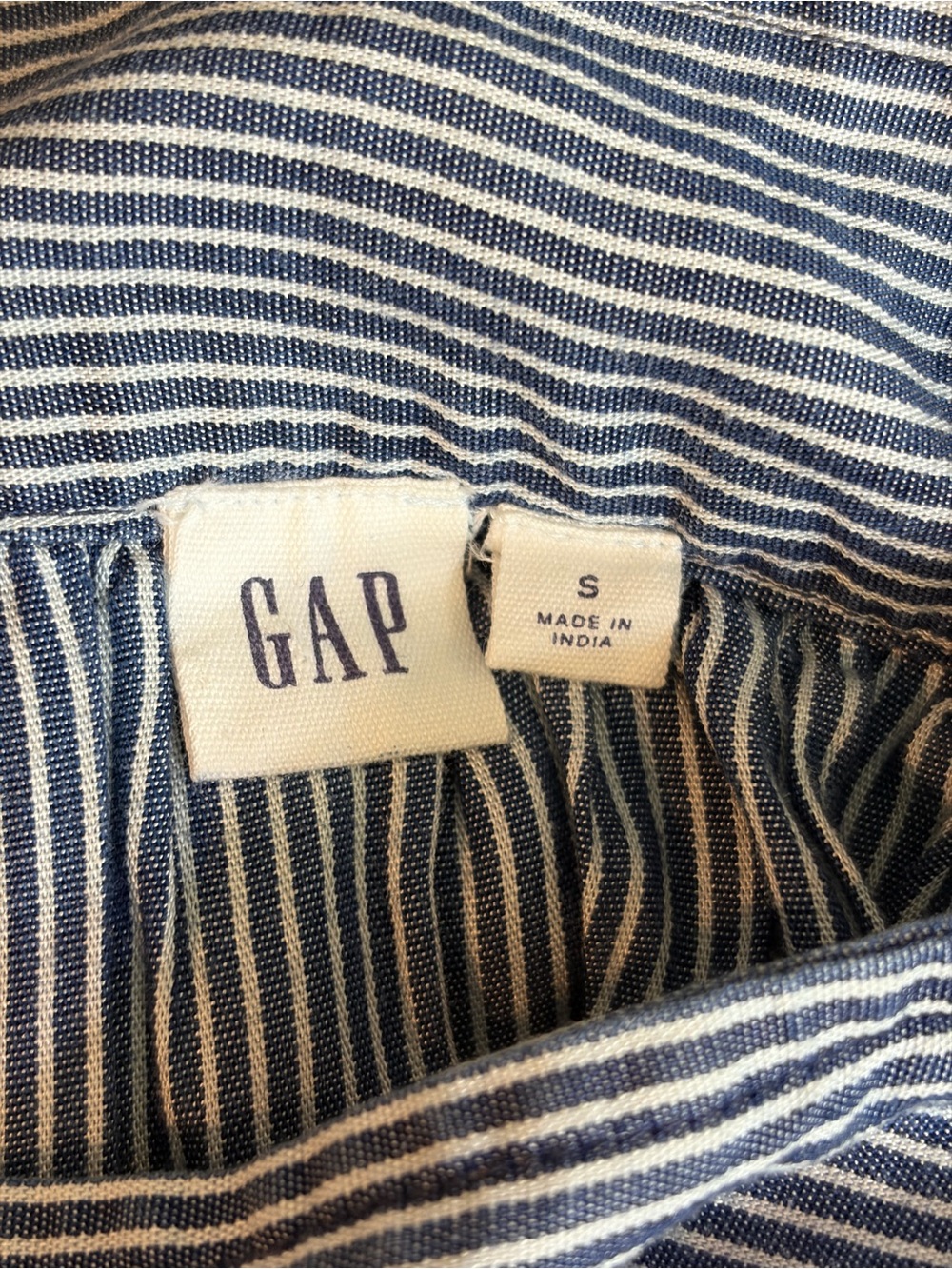 Gap Blue Striped Square-Neck Peasant Blouse Small - Picture 3 of 6